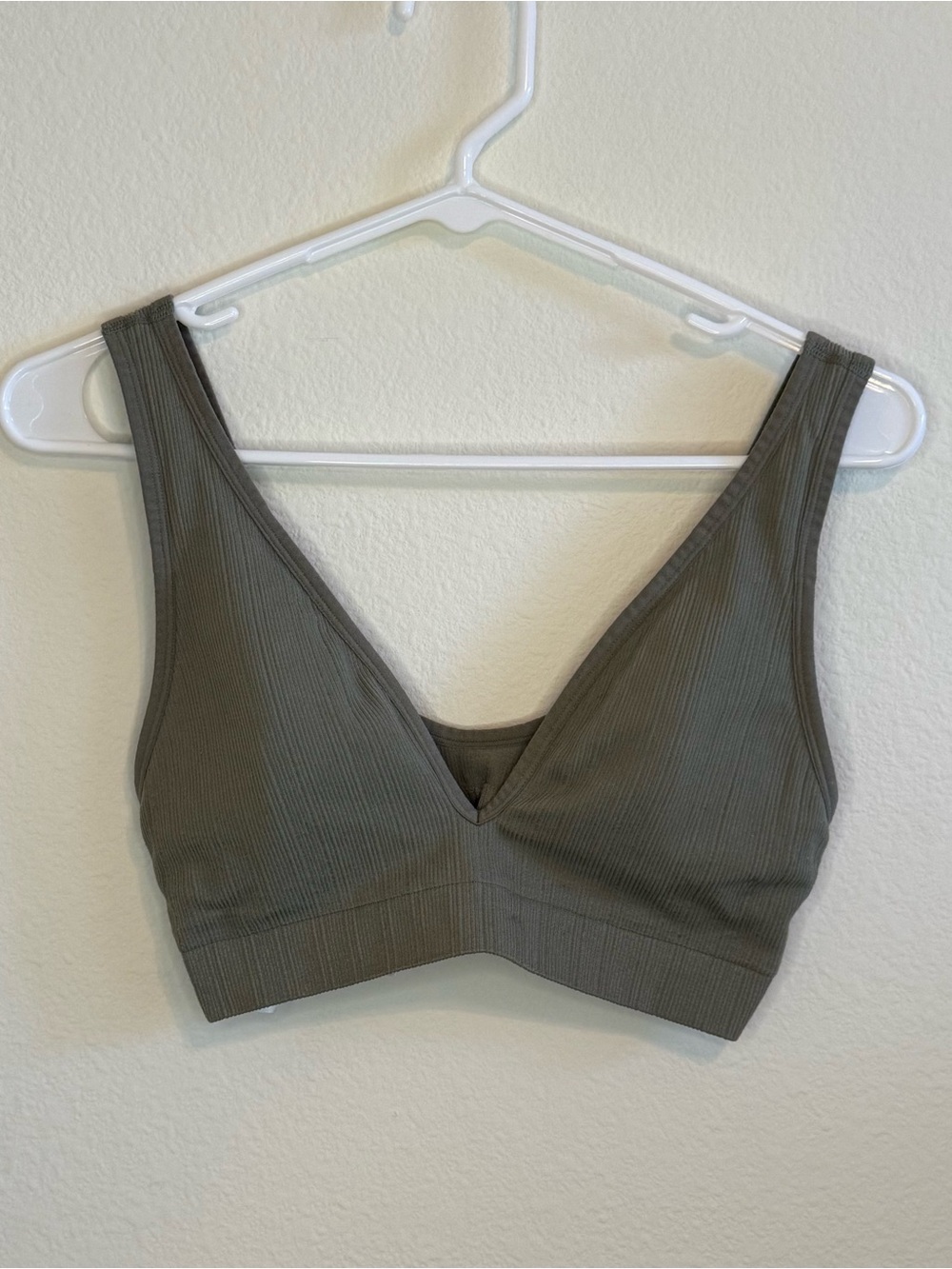 PINK Olive Ribbed V-Neck Bralette